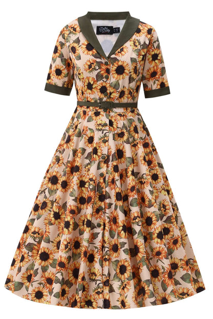 Mollie Sunflower Full Circle Shirt Dress