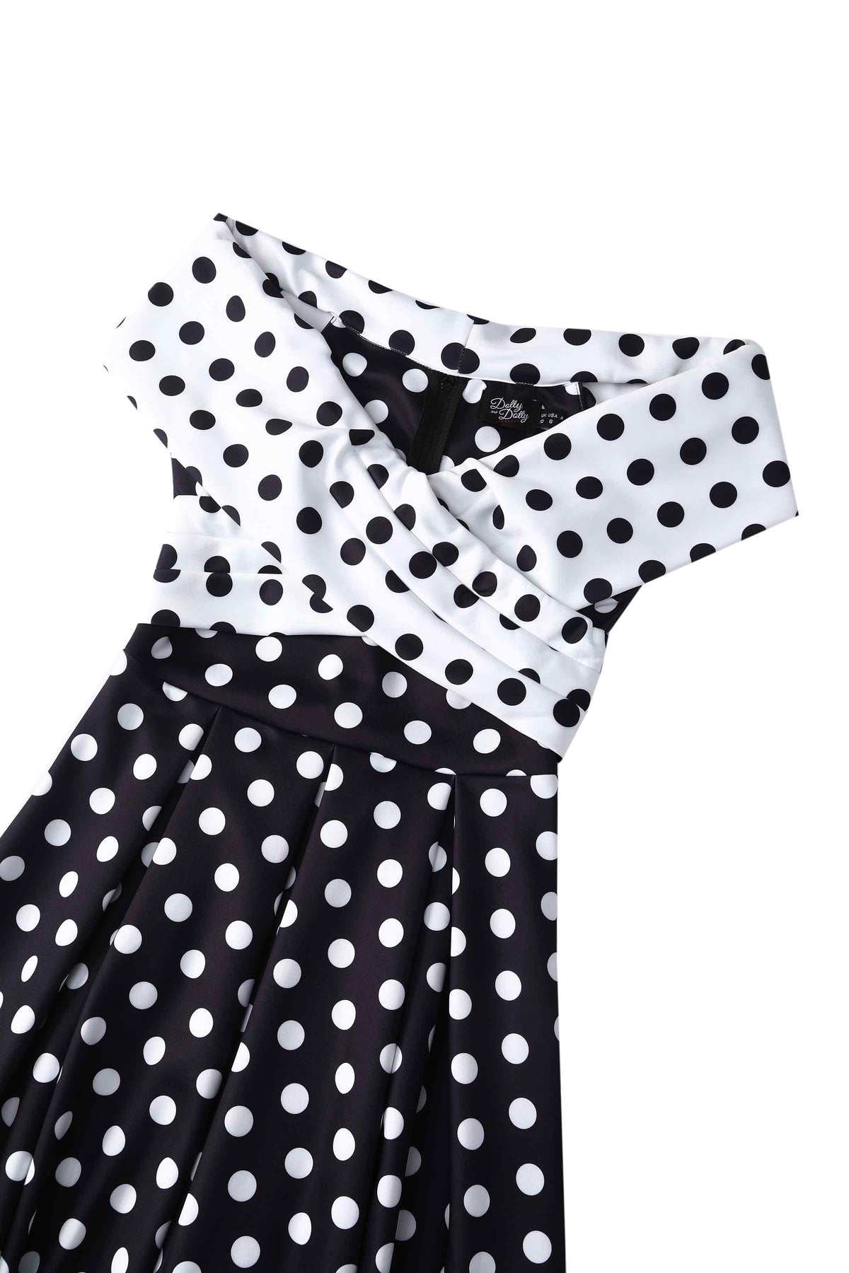 Beverly Monochrome Polka Dot Off Shoulder Dress