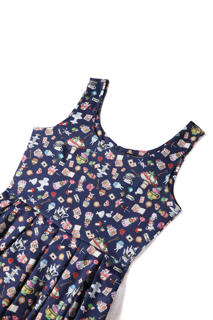 Amanda Navy Blue Wonderland Swing Dress