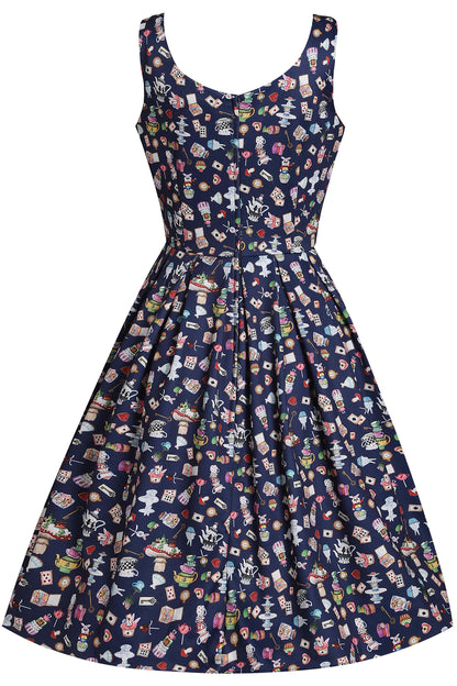 Amanda Navy Blue Wonderland Swing Dress