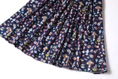 Amanda Navy Blue Wonderland Swing Dress