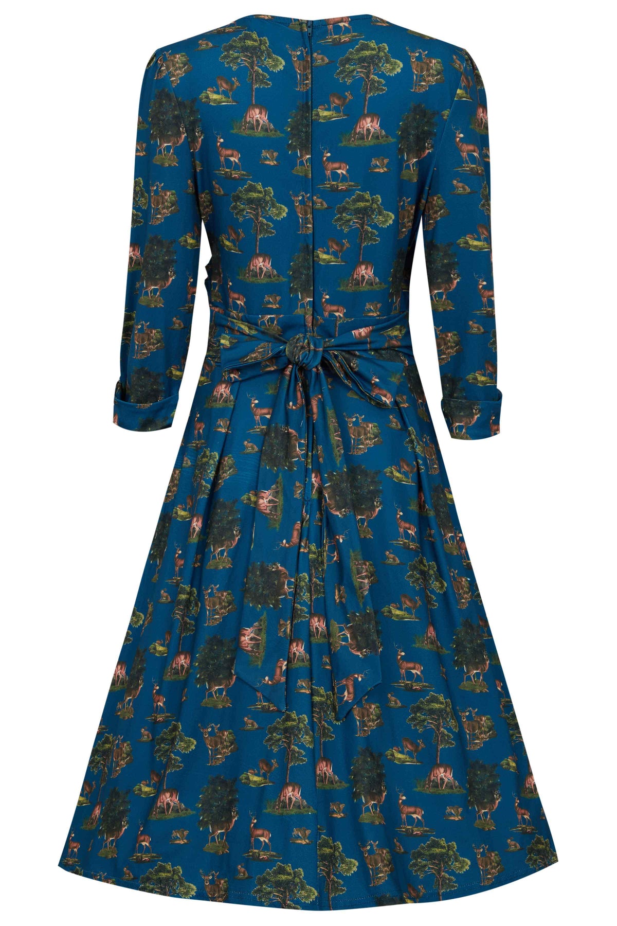 Katherine Navy Deer Forest Long Sleeved Dress