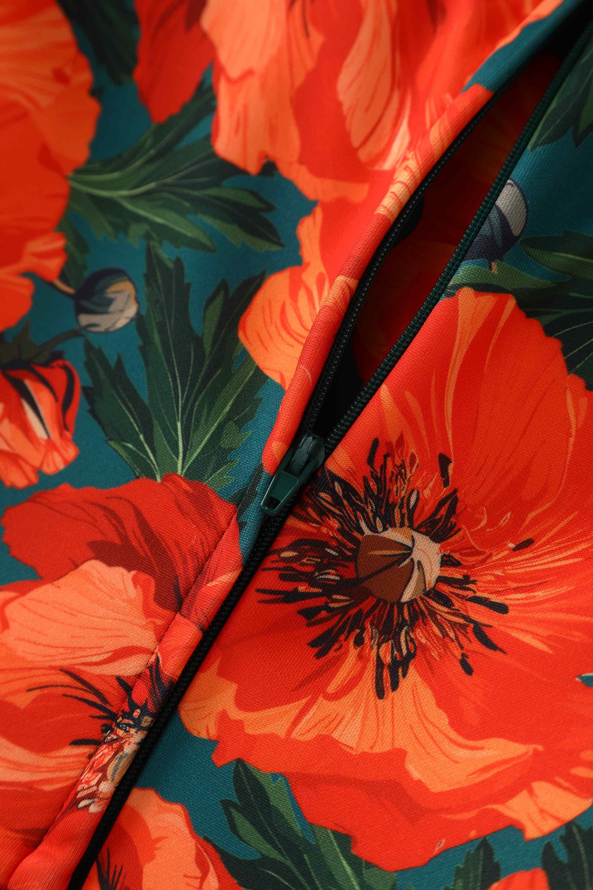 Beverly Orange Poppy Off Shoulder Dress In Green
