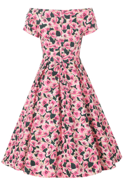 Lily Pink Poppy Off Shoulder Dress
