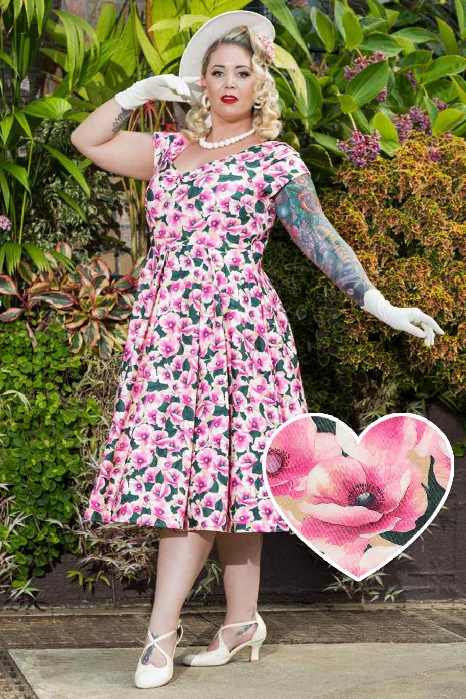 Lily Pink Poppy Off Shoulder Dress