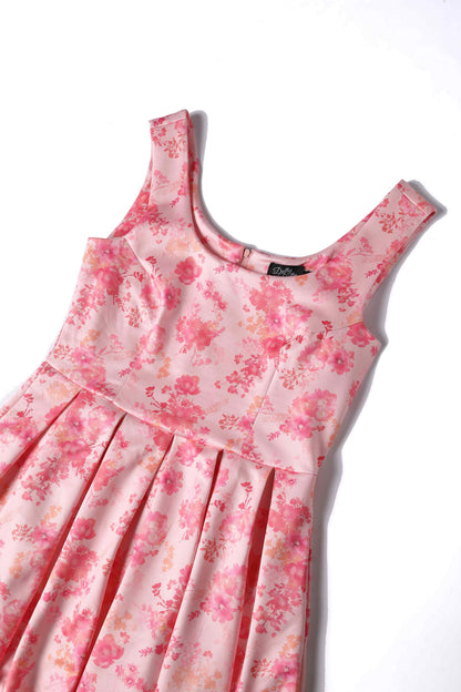Amanda Pink Shadow Floral Swing Dress