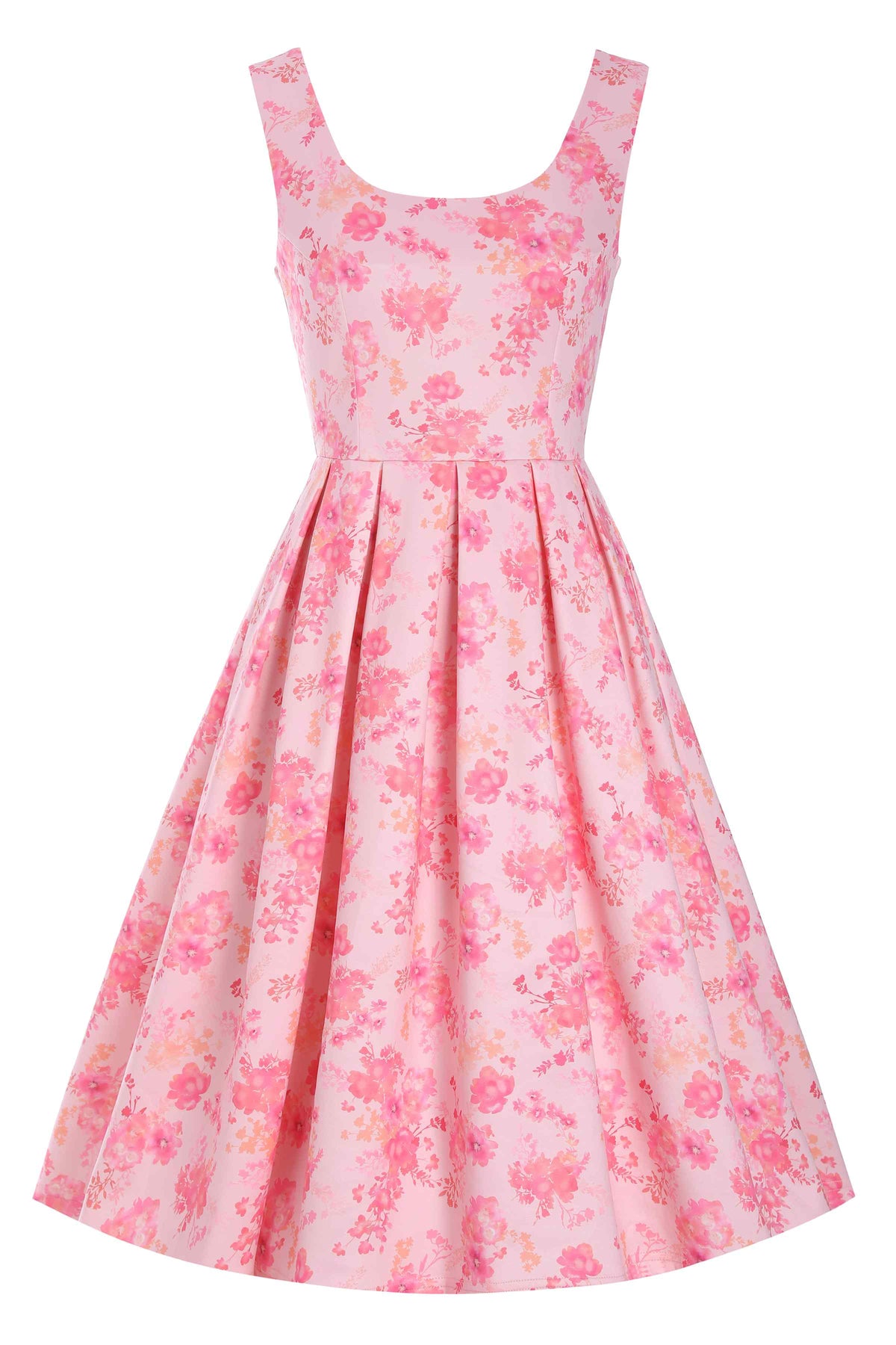 Amanda Pink Shadow Floral Swing Dress
