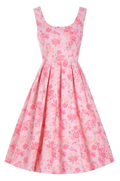 Amanda Pink Shadow Floral Swing Dress