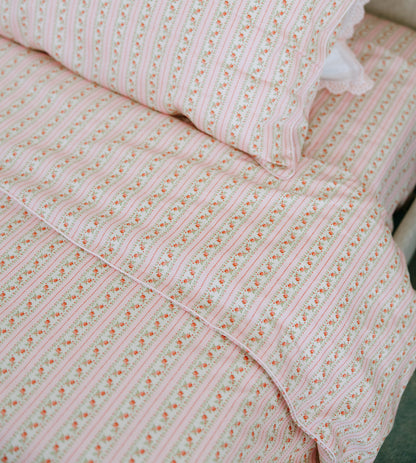 The Sheet Set - Pink Floral Dot Stripe