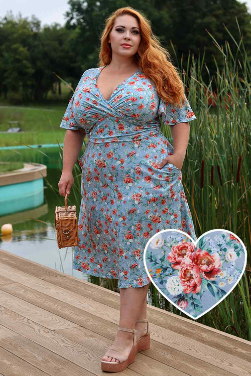 Donna Baby Blue Poppy Day Dress