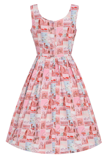 Amanda Postcard Print Swing Dress
