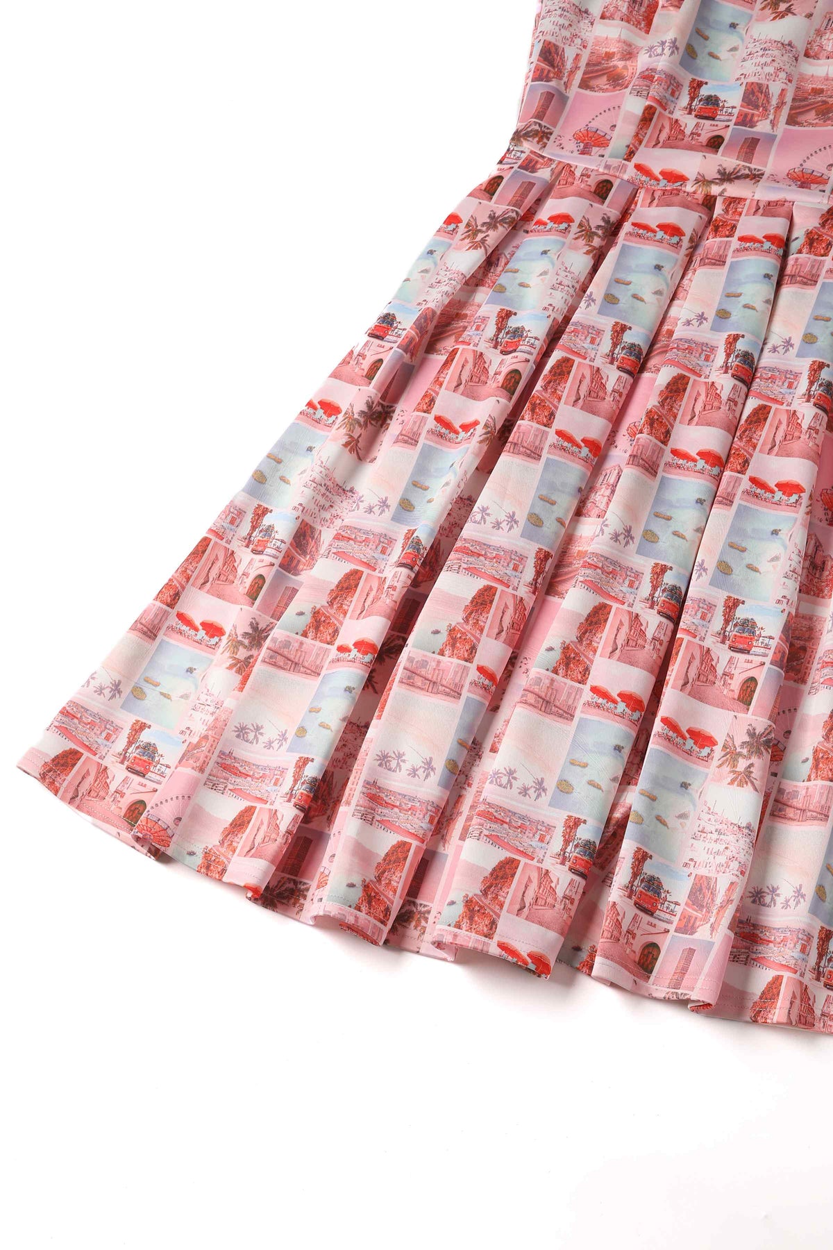 Amanda Postcard Print Swing Dress