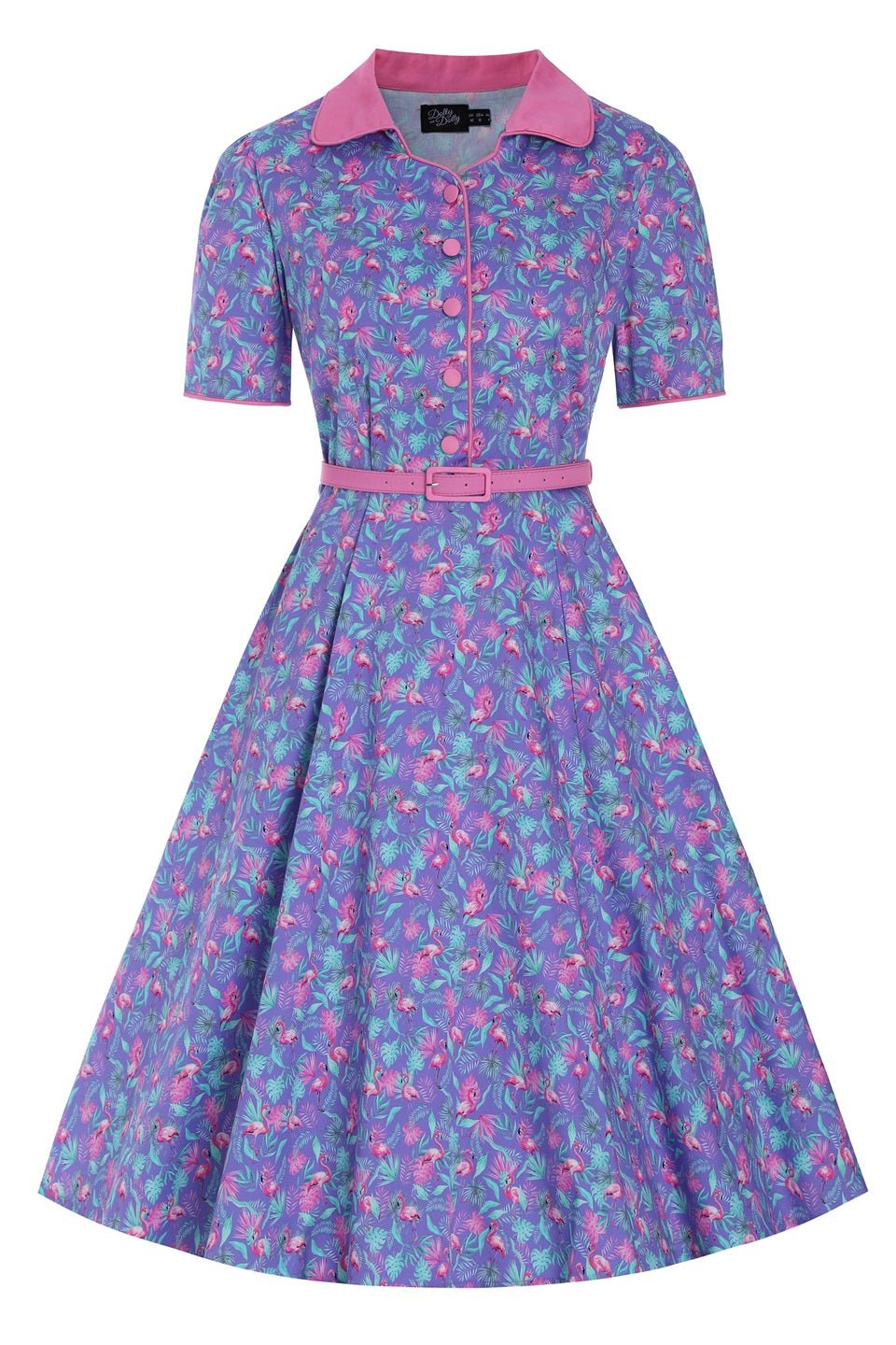 Penelope Purple Flamingo Shirt Dress