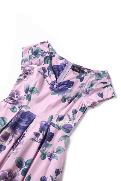 Lily Purple Rose Off Shoulder Midi Dress