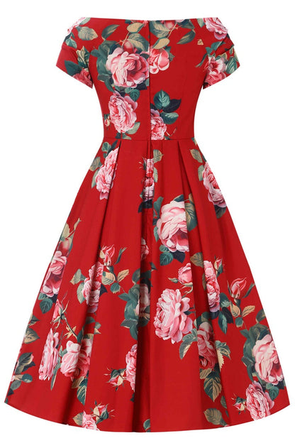 Lily Red Rose Off Shoulder Midi Dress