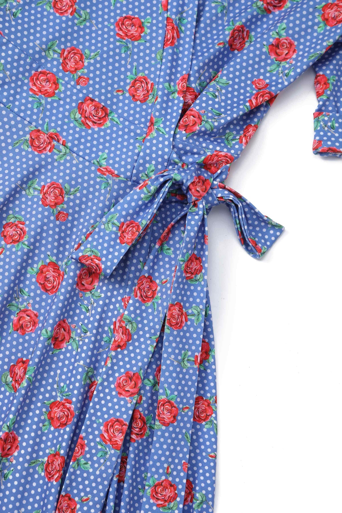 Matilda Red Rose Wrap Dress In Blue