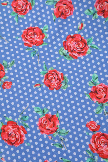 Matilda Red Rose Wrap Dress In Blue