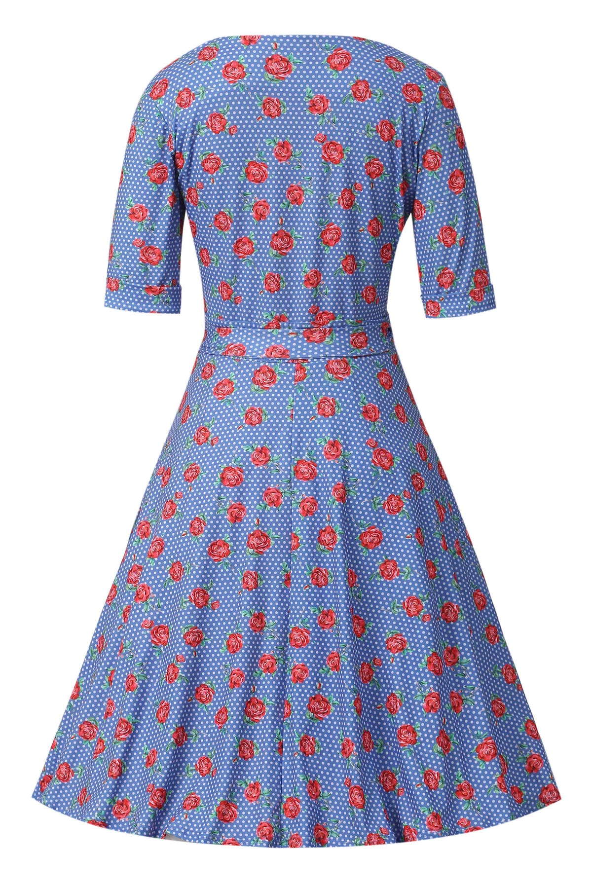 Matilda Red Rose Wrap Dress In Blue