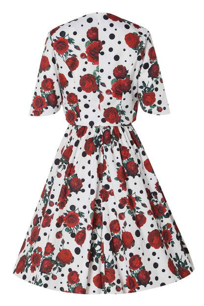 Lisette Retro Polka Dot & Rose Bolero Jacket