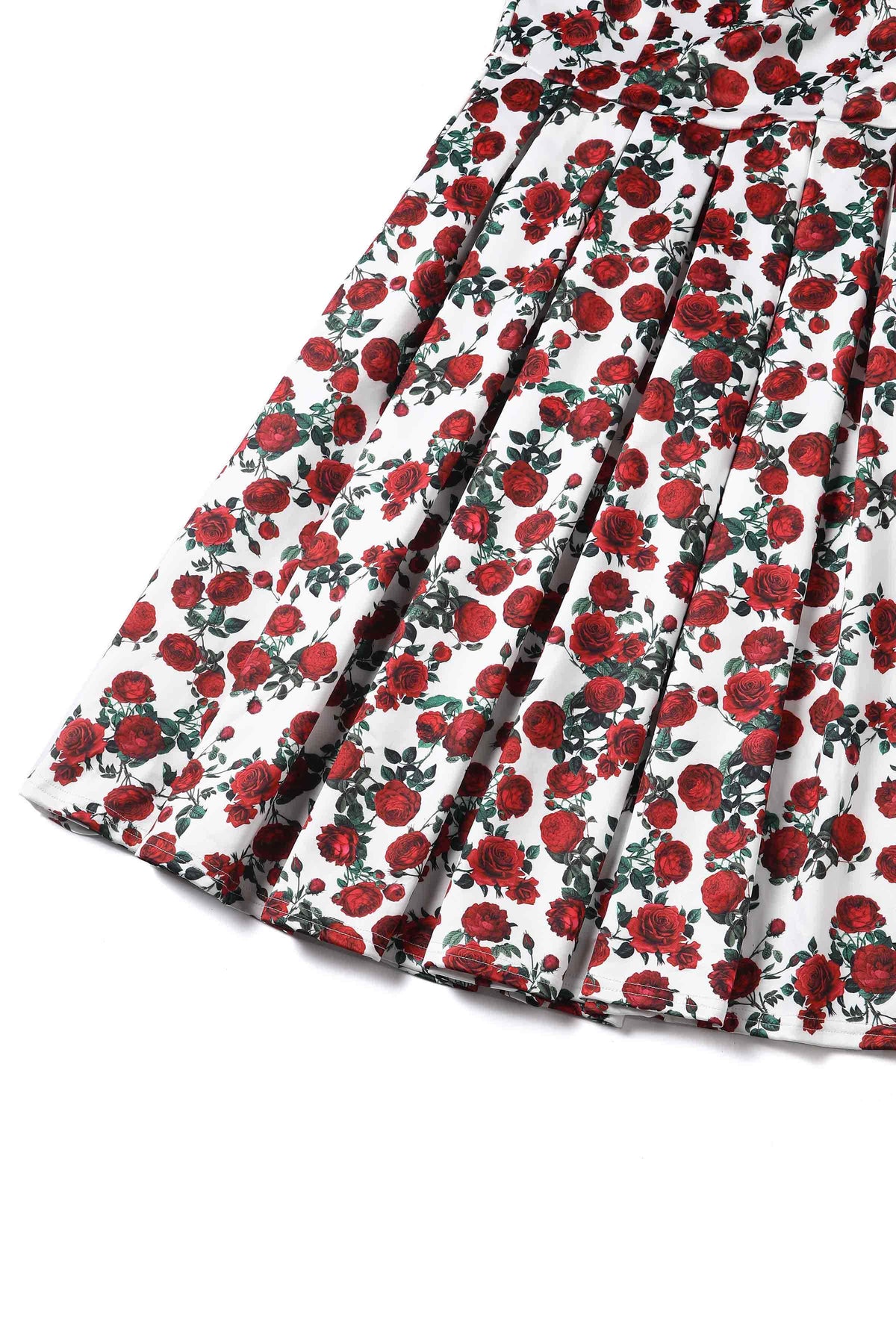 Amanda Retro Red Rose Dress In White