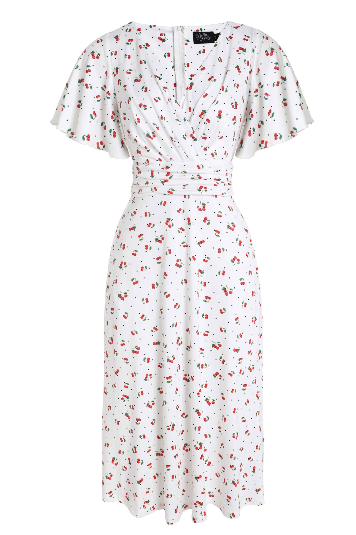 Donna Cherry White Crossover Bust Dress