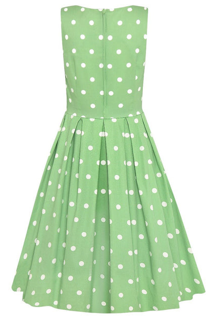 Annie Retro Polka Dot Dress in Pale Green