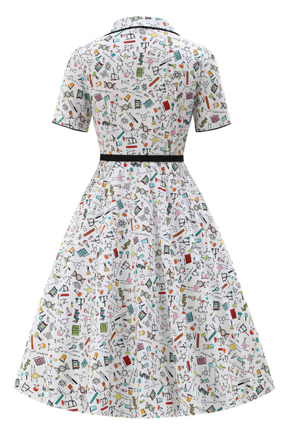 Mabel Science Midi Shirt Dress In White