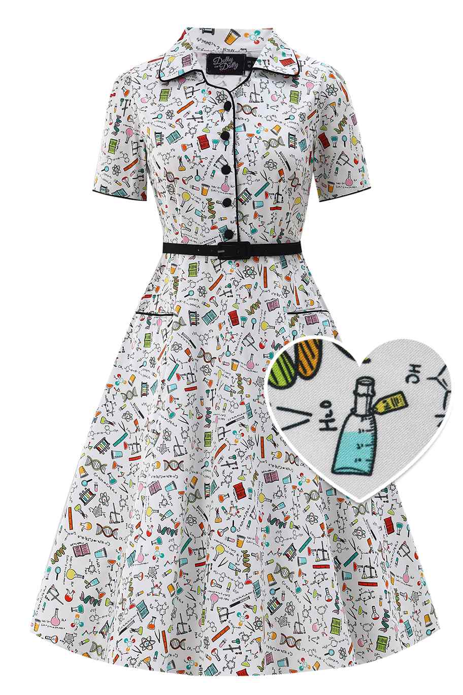 Mabel Science Midi Shirt Dress In White