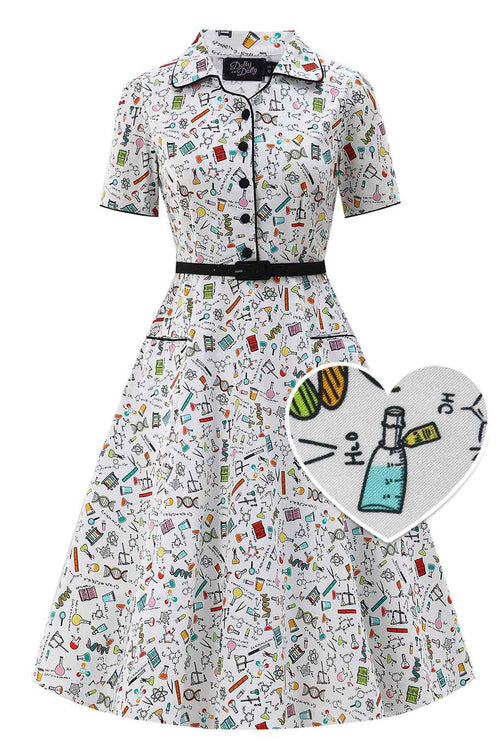 Mabel Science Midi Shirt Dress In White