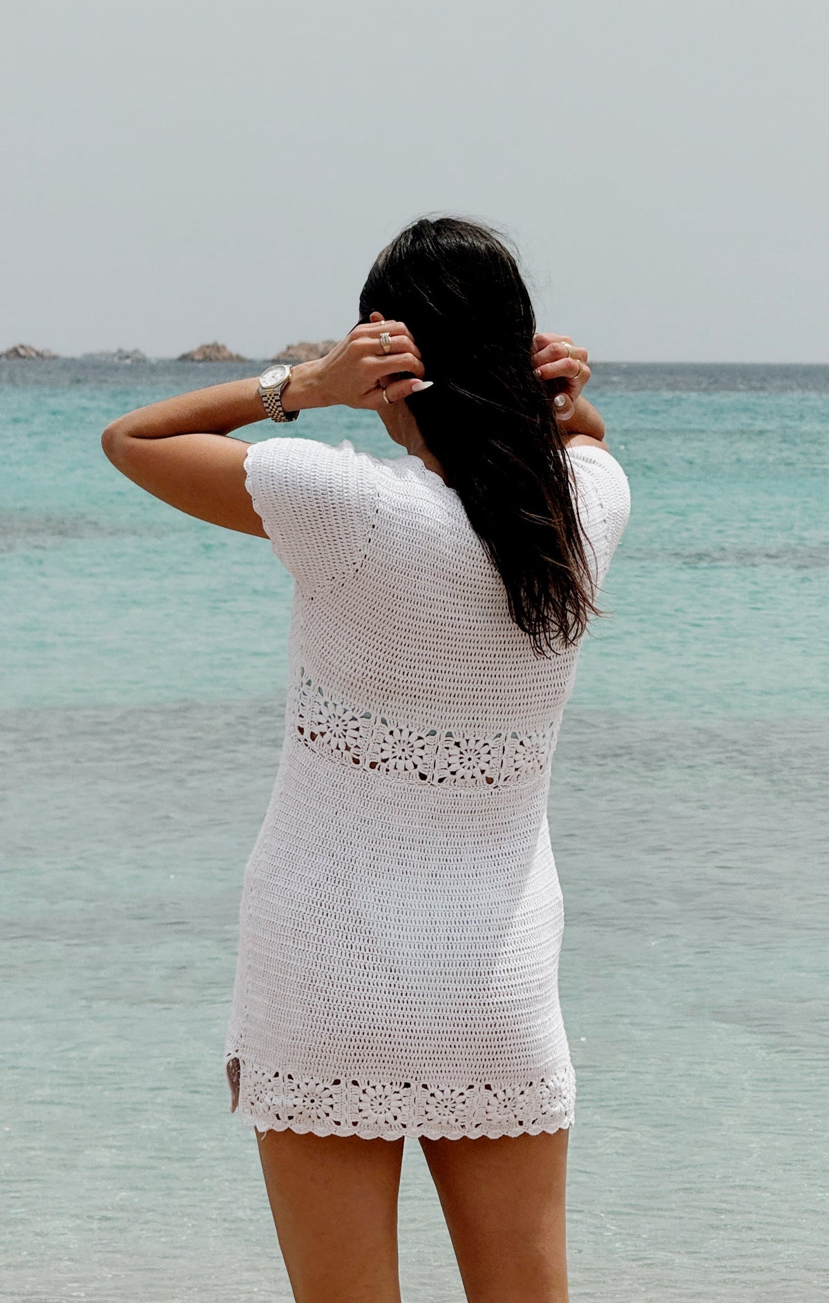 Destination Mini Dress ~ White Crochet