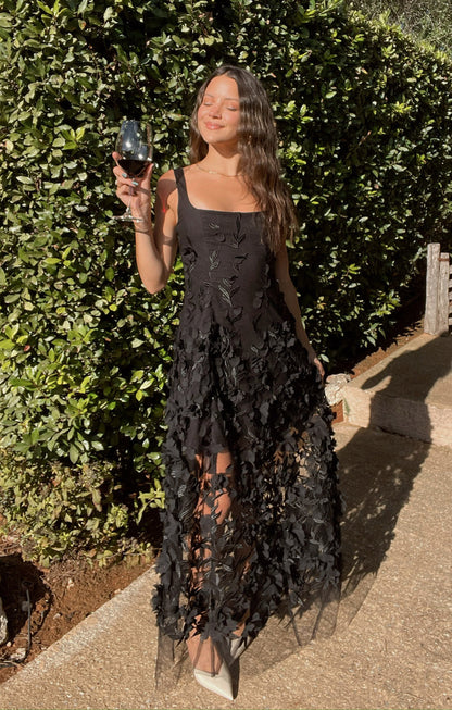 Stephanie Dress ~ Black 3D Floral
