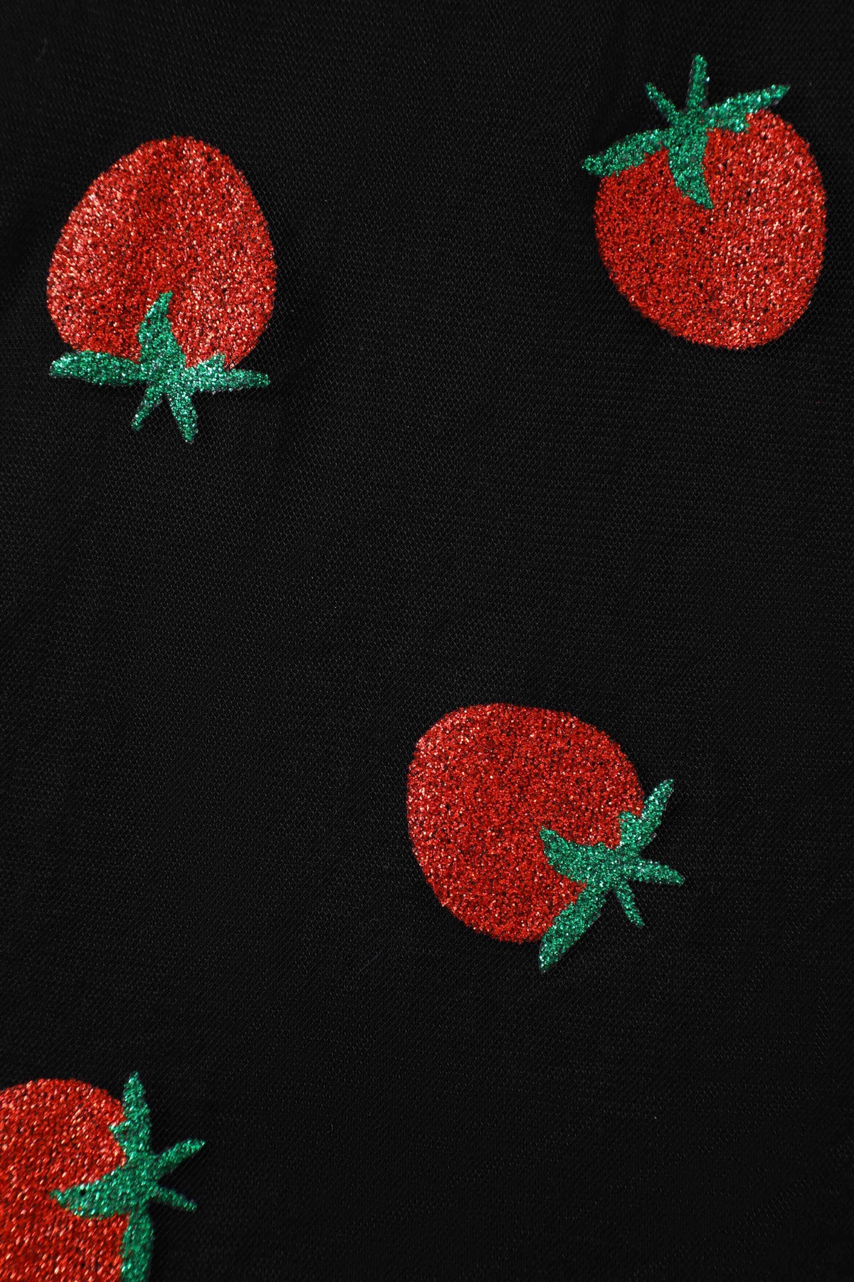 Dorothea Strawberry Black Mesh Halter Dress