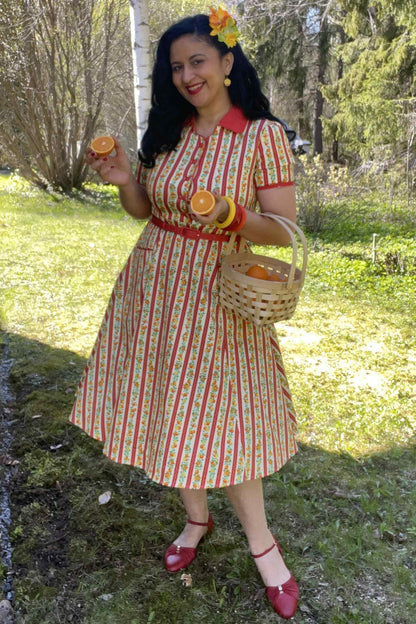 Mabel Summer Orange Midi Shirt Dress