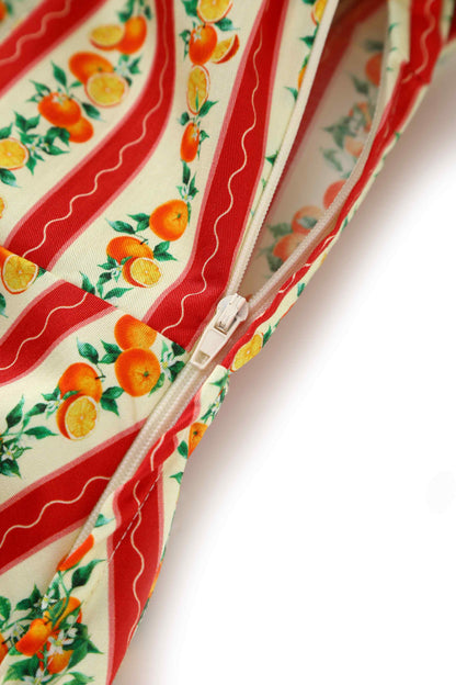 Mabel Summer Orange Midi Shirt Dress