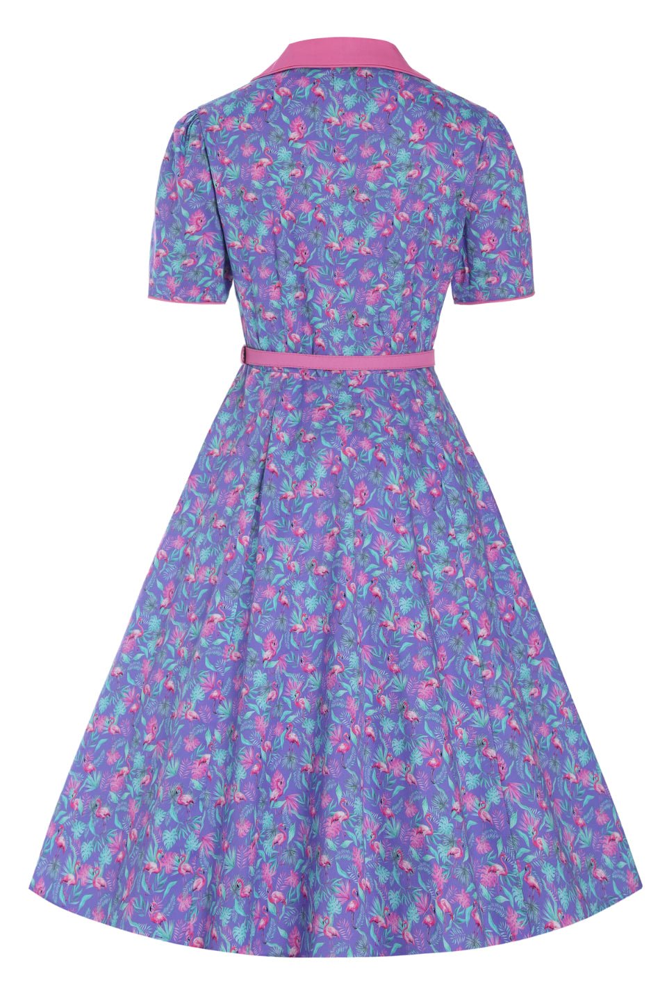 Penelope Purple Flamingo Shirt Dress