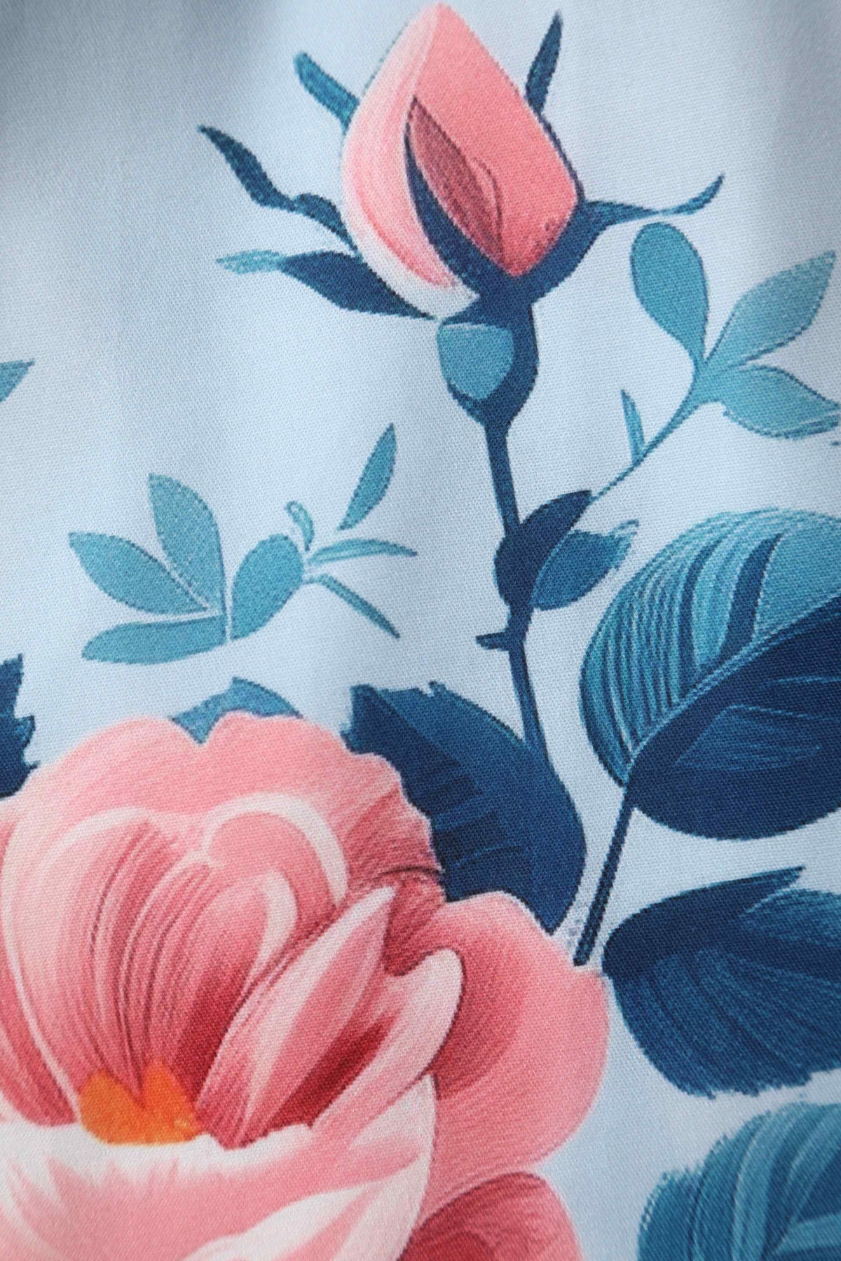 Lily Summer Rose Off Shoulder Dress In Light Blue