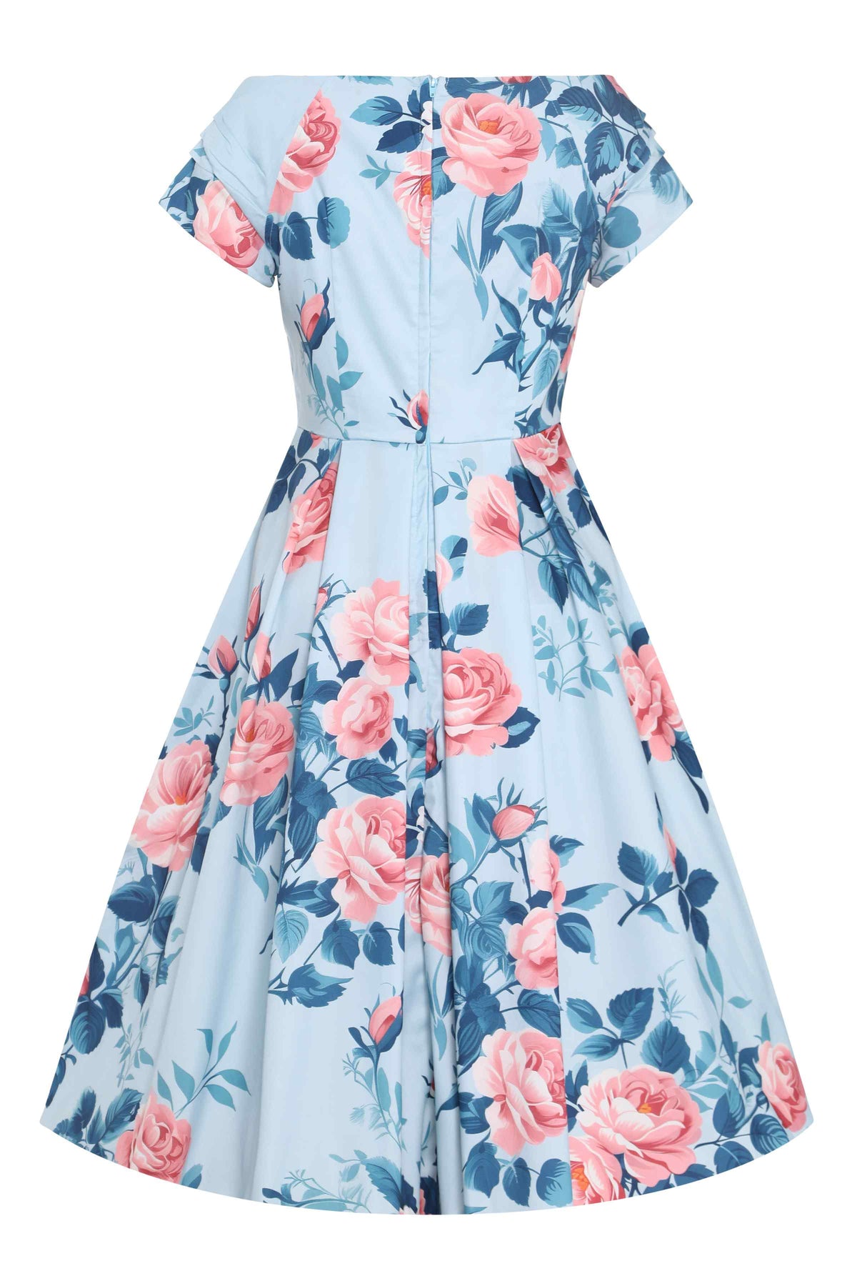Lily Summer Rose Off Shoulder Dress In Light Blue