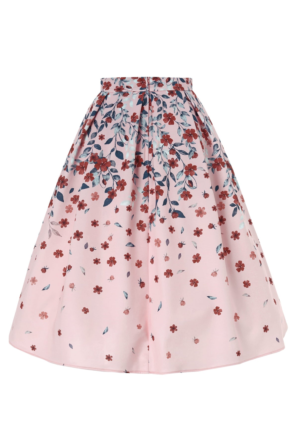 Aisley Falling Flower Box Pleated Skirt In Pink