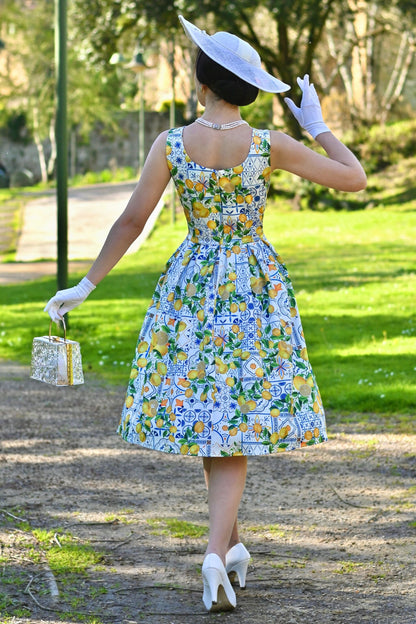 Amanda Mediterranean Lemon Swing Dress