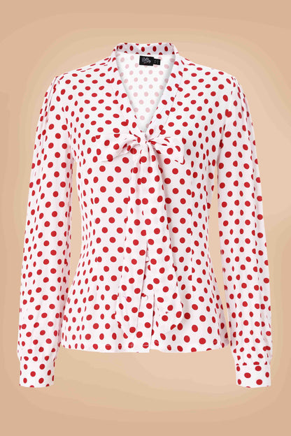 Margaret Red Polka Dot Long Sleeved Blouse
