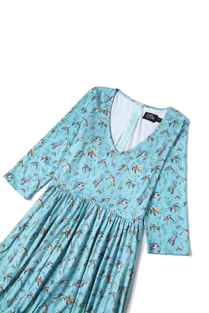 Billie Underwater Turtle Flared Dress