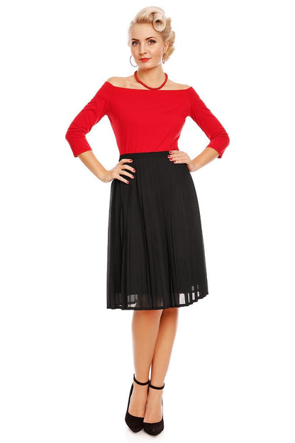Gloria Off Shoulder Retro Plain Top in Red