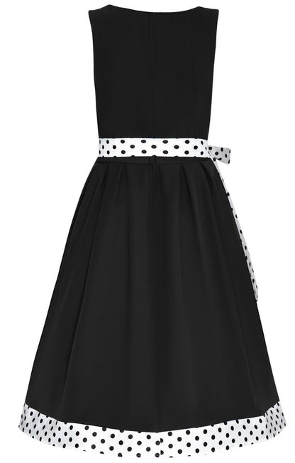 Elizabeth Vintage Dress in Black/White Polka Dot Print