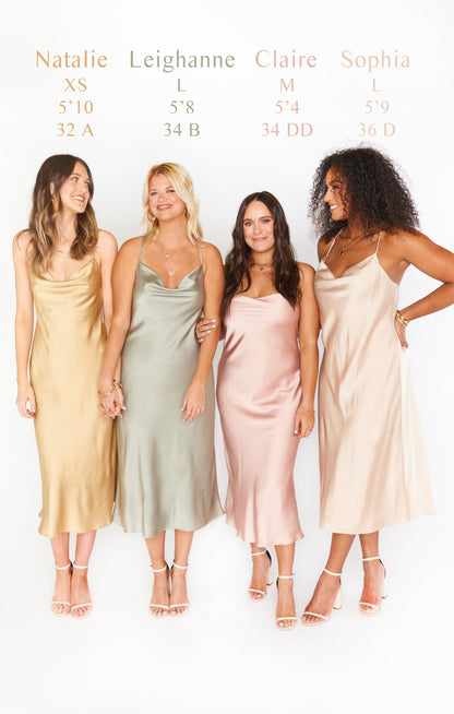 Verona Cowl Dress ~ Ivory Luxe Satin