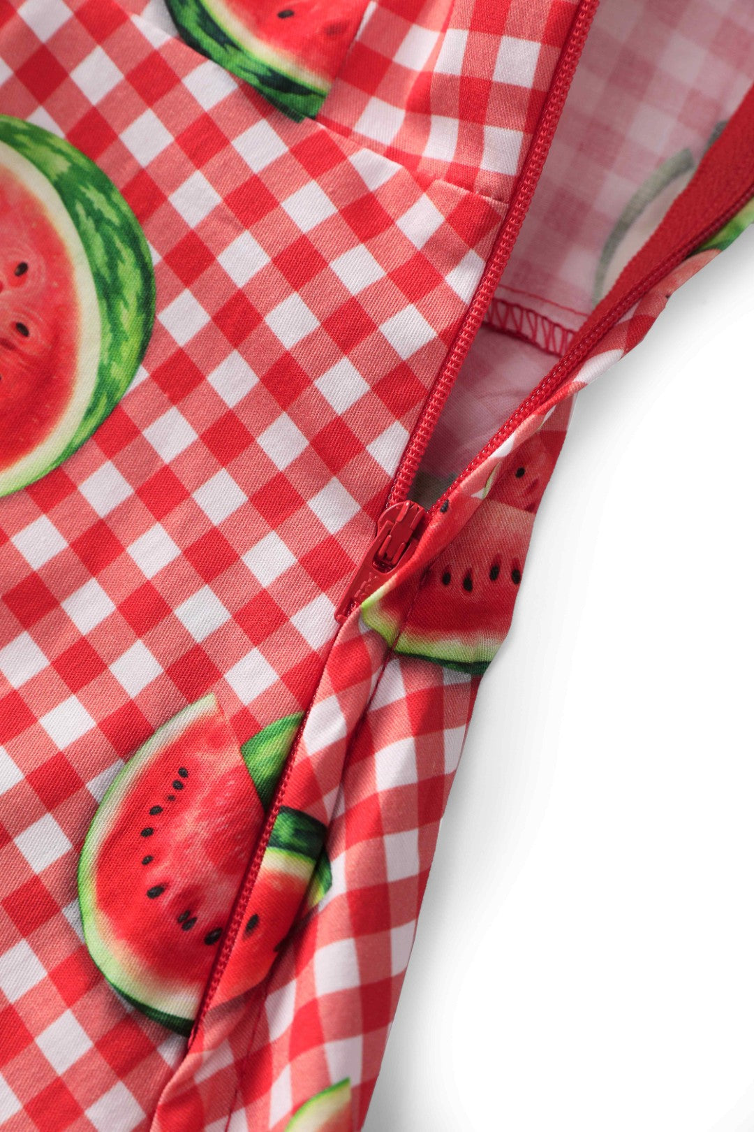 Mabel Watermelon Gingham Midi Shirt Dress