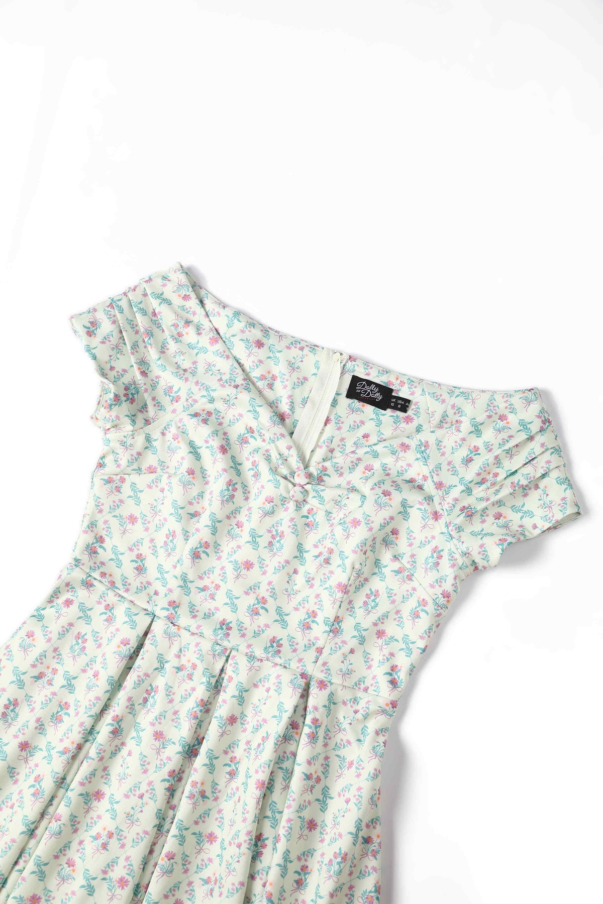 Lily White Floral Tile Off Shoulder Dress