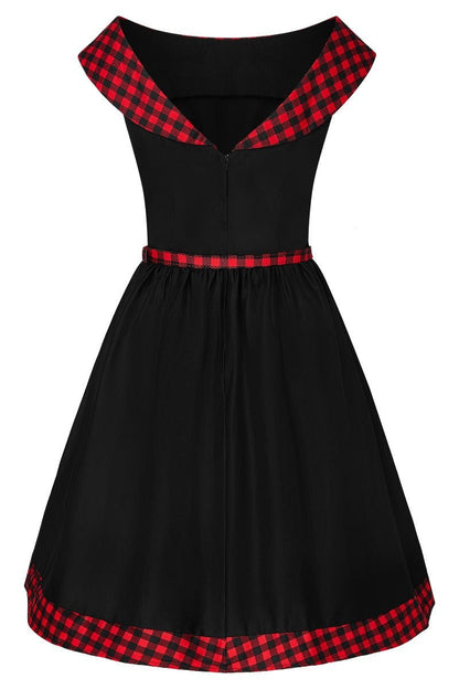 Cindy Retro Dress in Black and Red Checkered